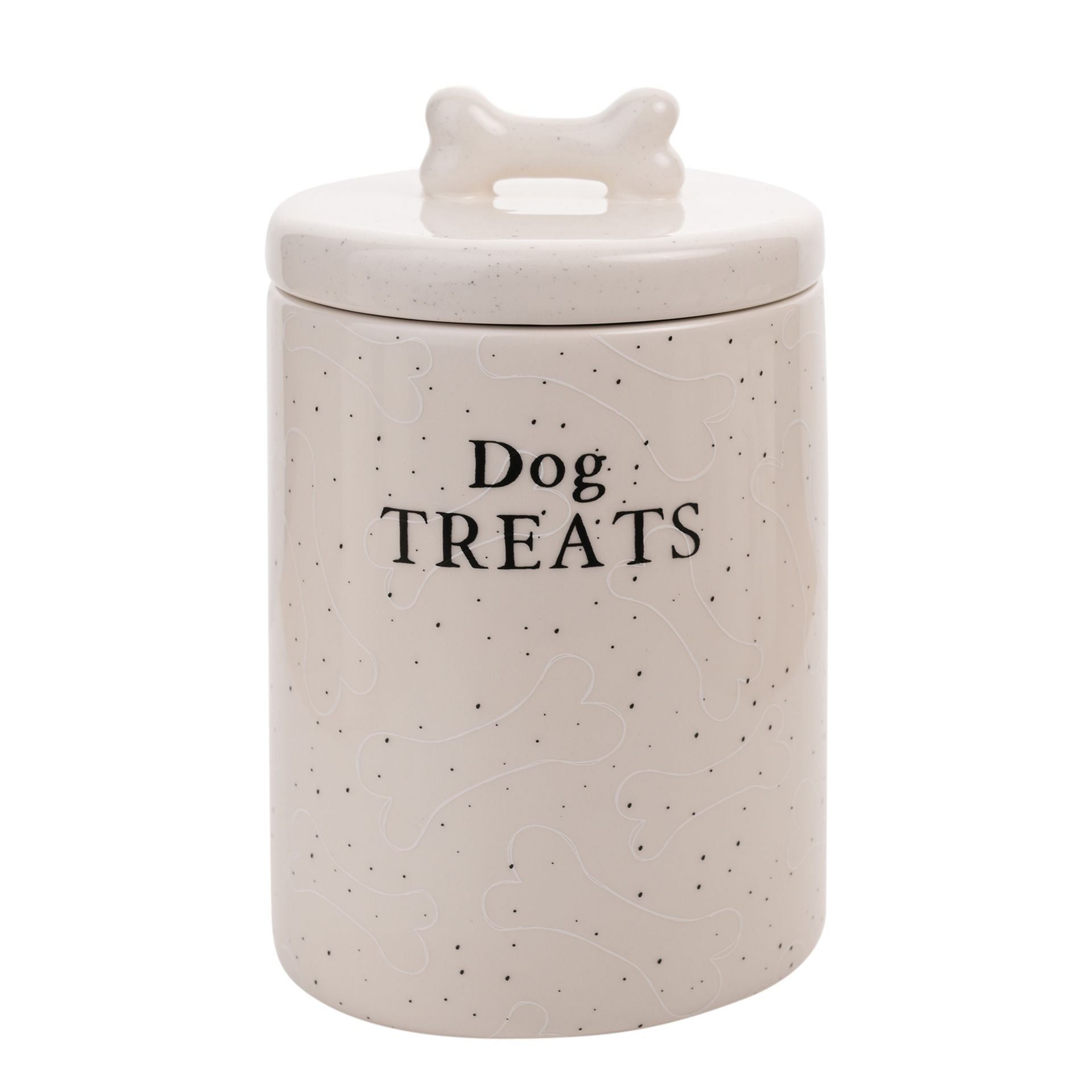 best of breed dog treat storage jar with bones motif and bone lid