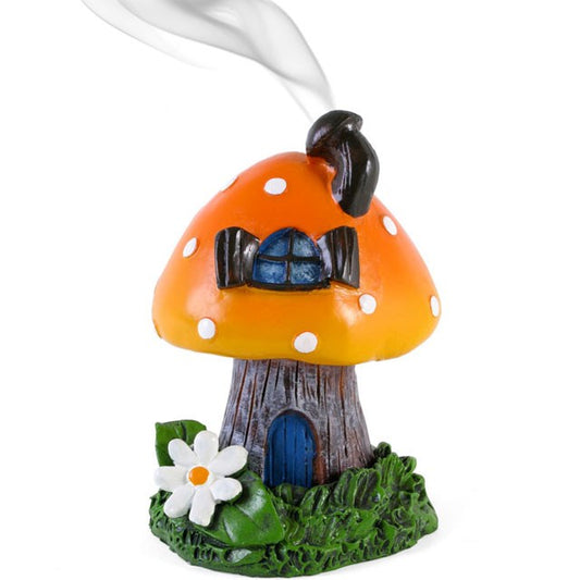 toadstool in orange insence cone holder 