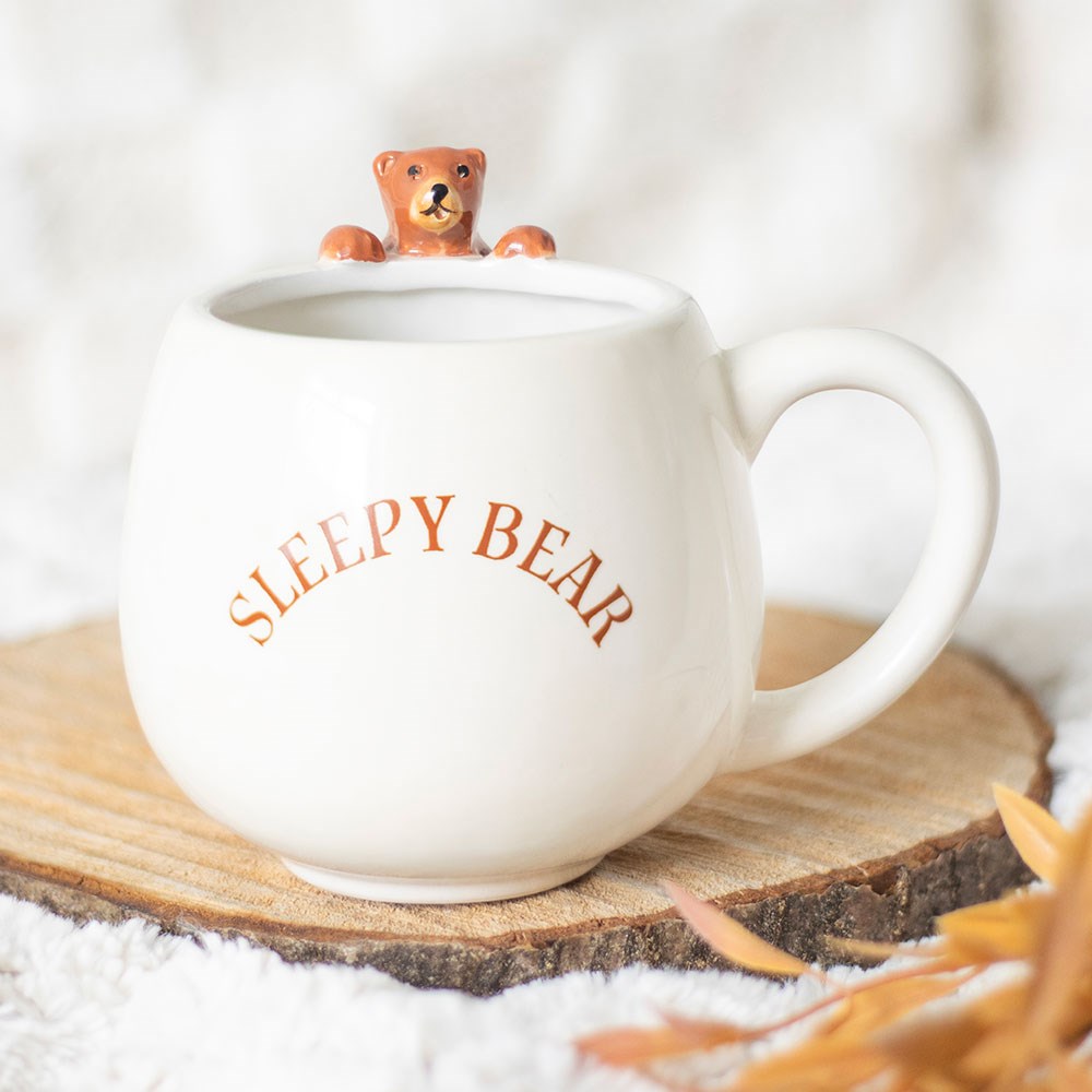Sleepy Bear rounded ceramic mug with 3D bear detail
