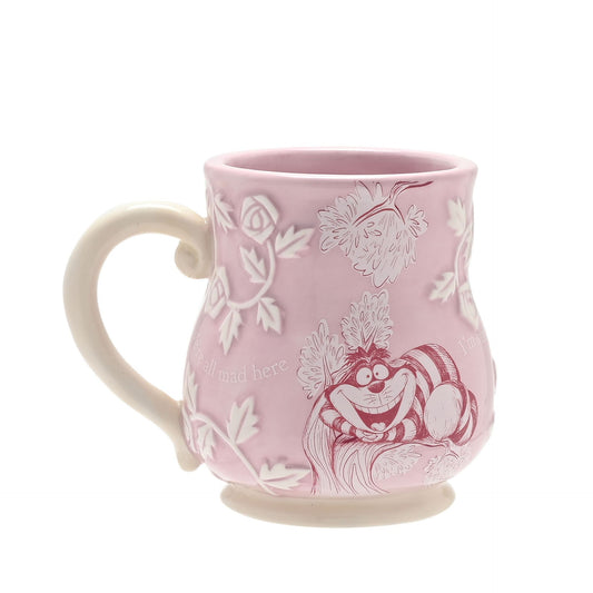 Alice in wonderland Cheshire Cat pink embossed mug