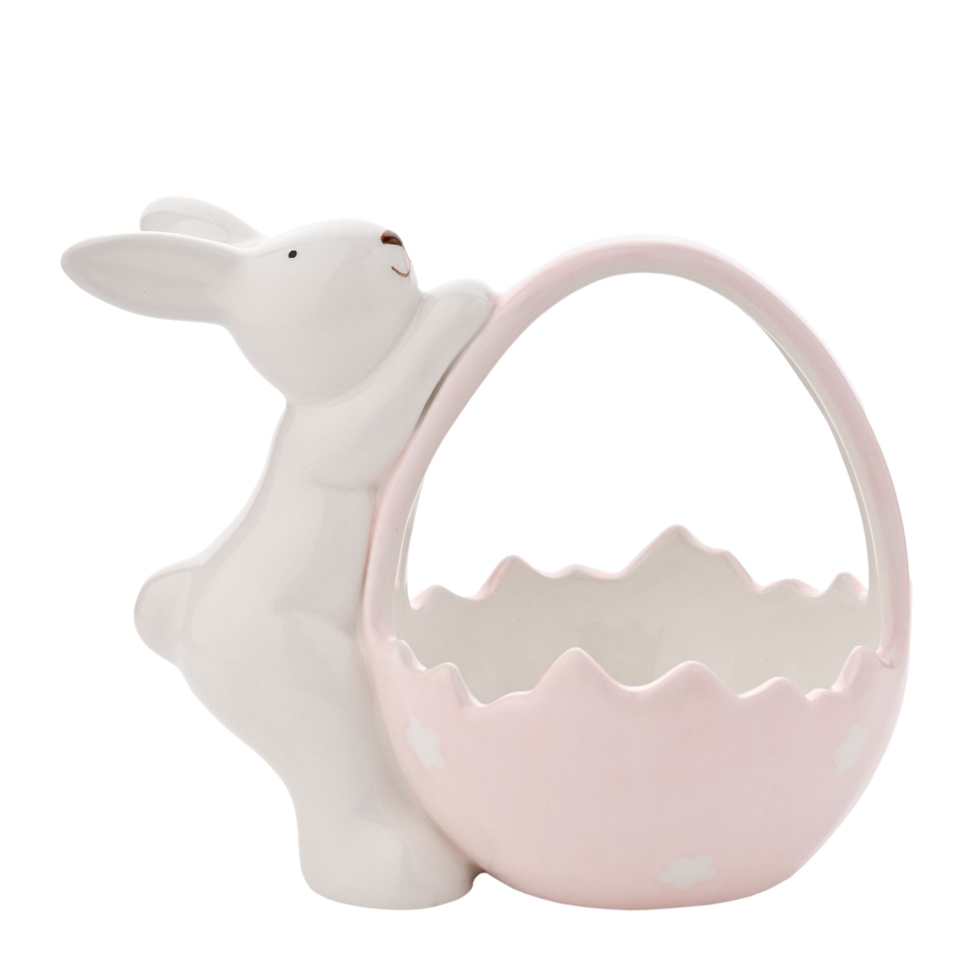 pink ceramic porcelain bunny basket ornament 