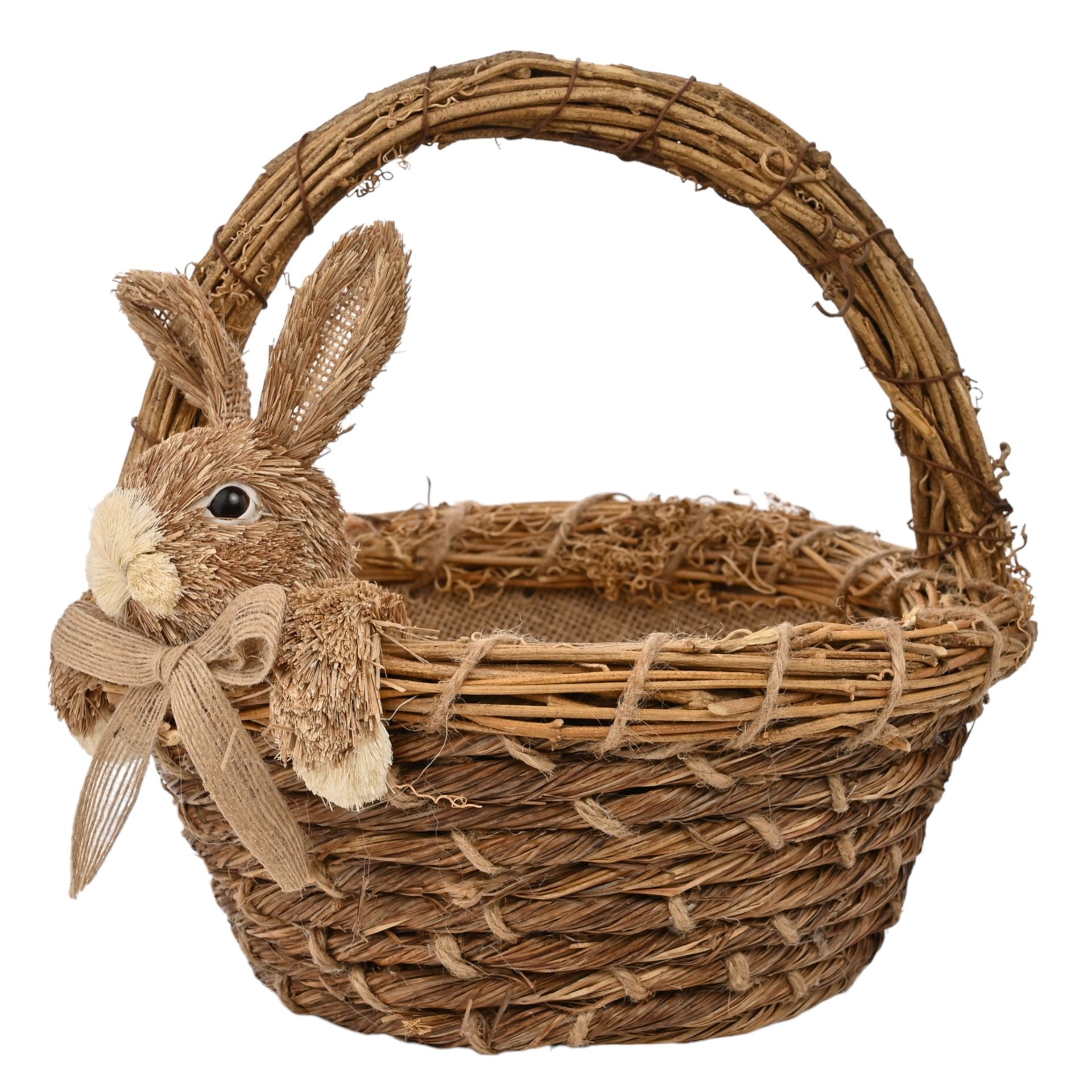 woven bunny basket with bunny 