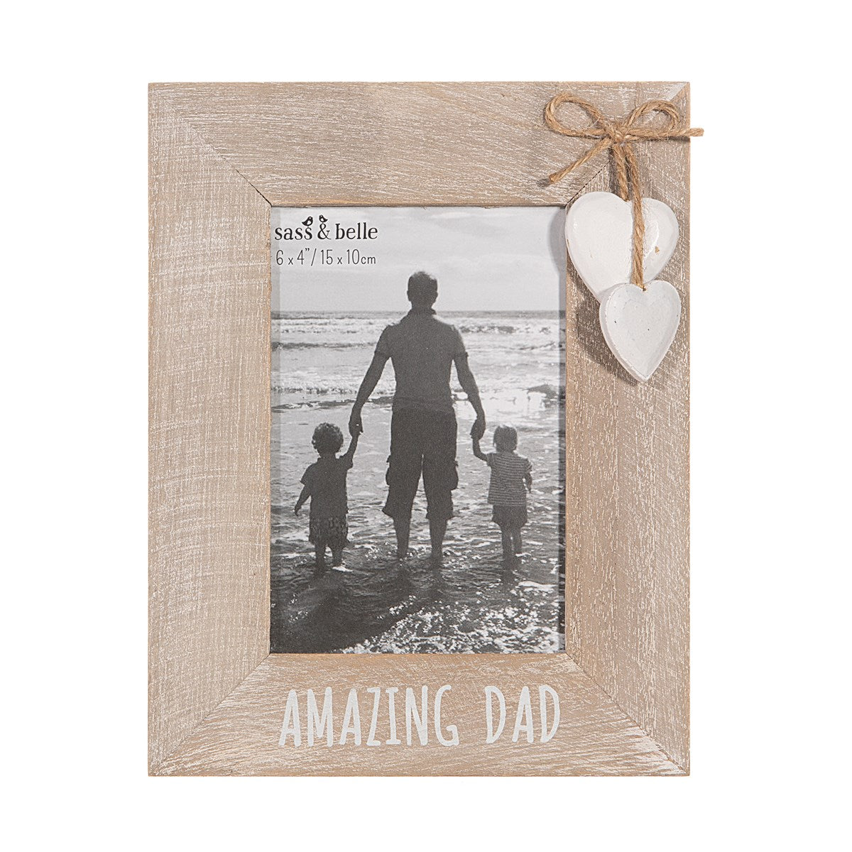 amazing dad photo frame with hearts and jute bow