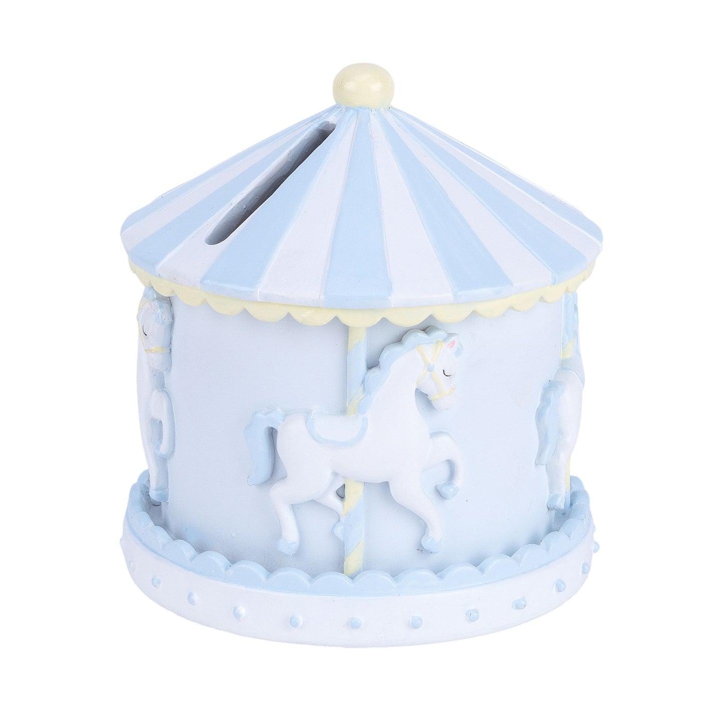 hello baby blue carousel money box 11cm 