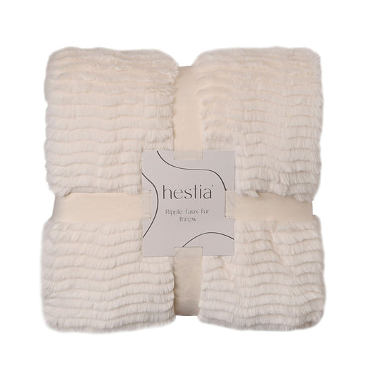 hestia ivory ripple faux throw 200cm