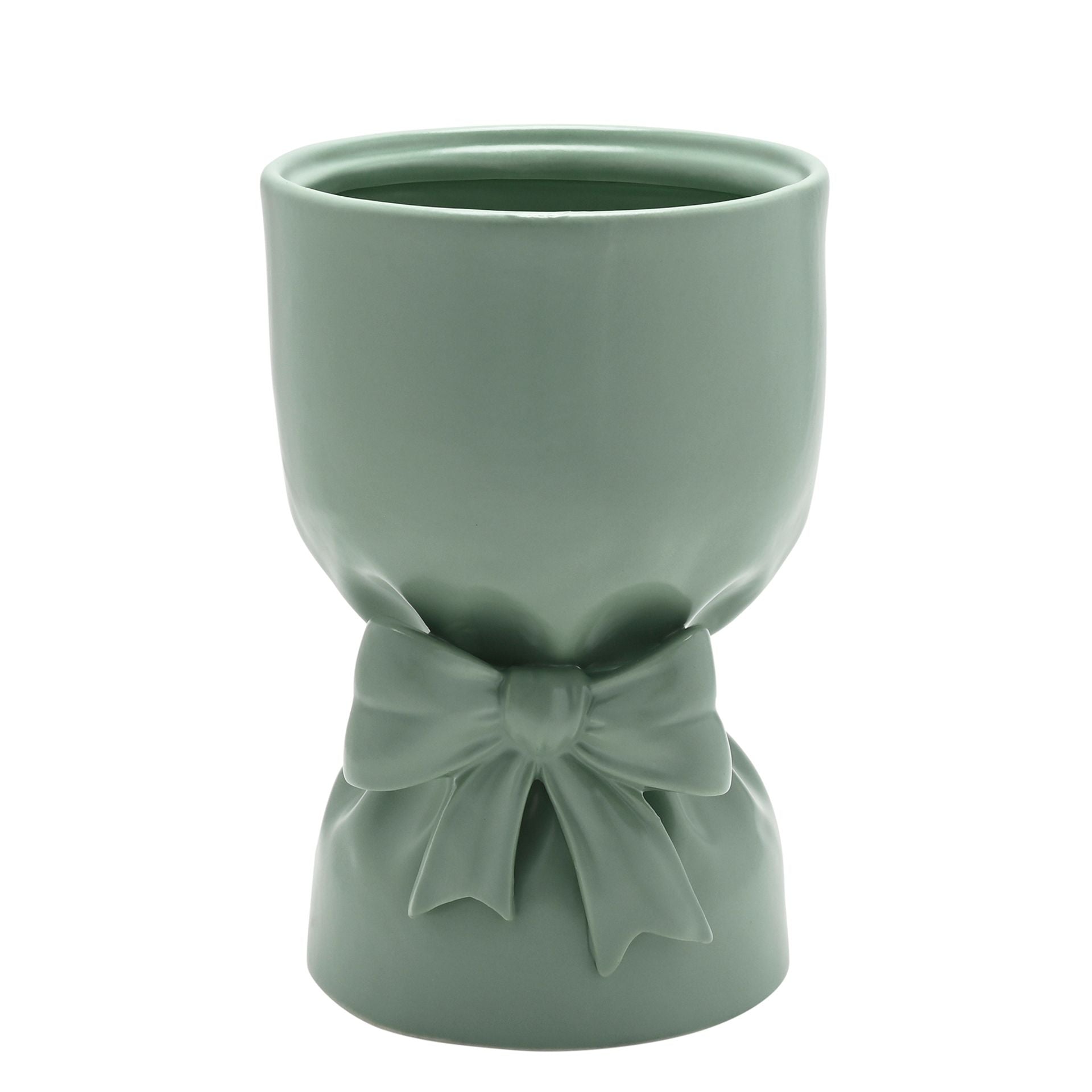 hestia teal bow bouquet vase 22cm