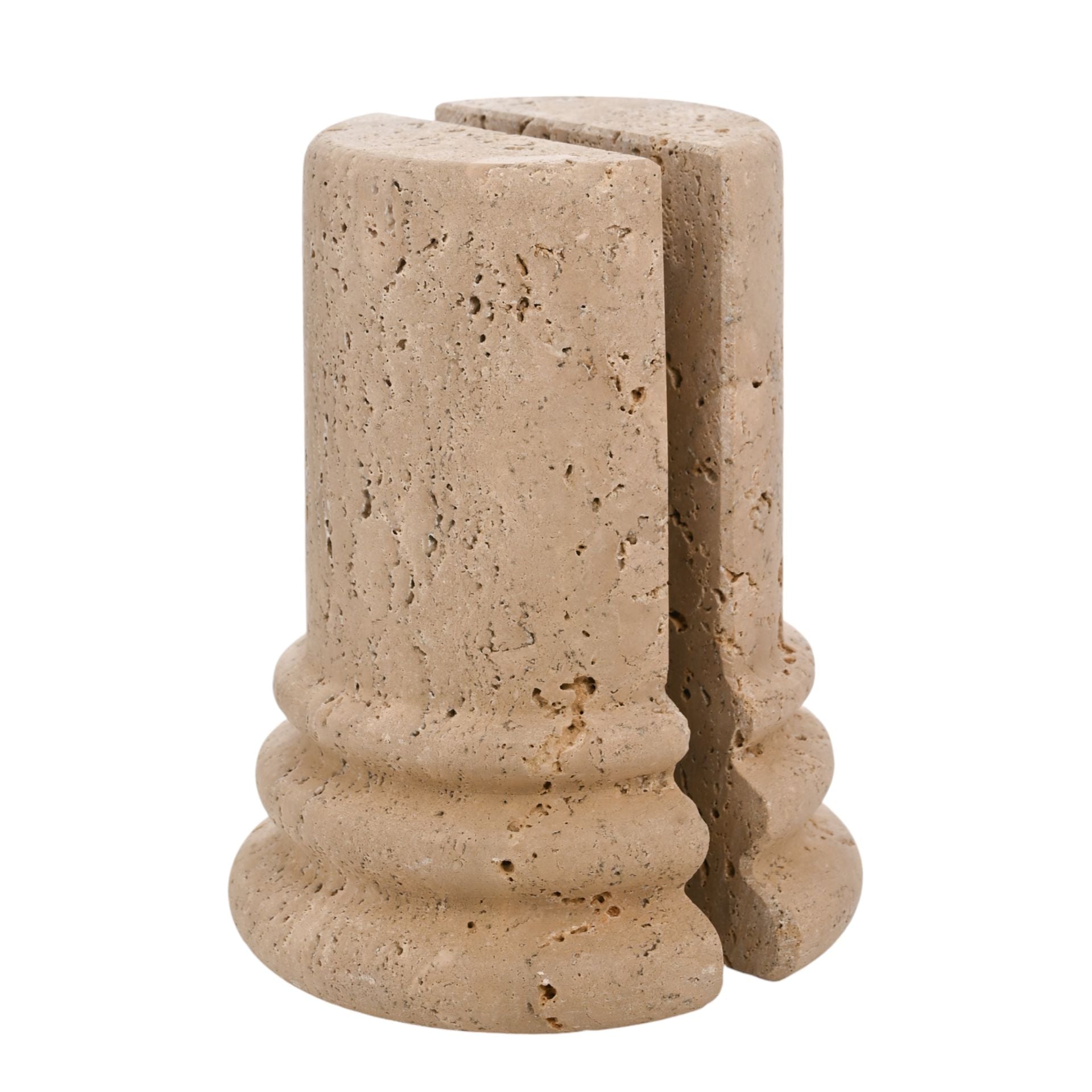 travertine column stone bookends earthy decor hestia 