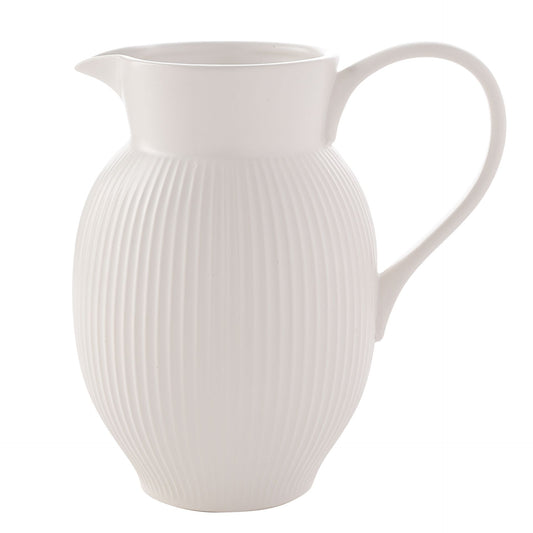 white pitcher ribbed jug by hestia