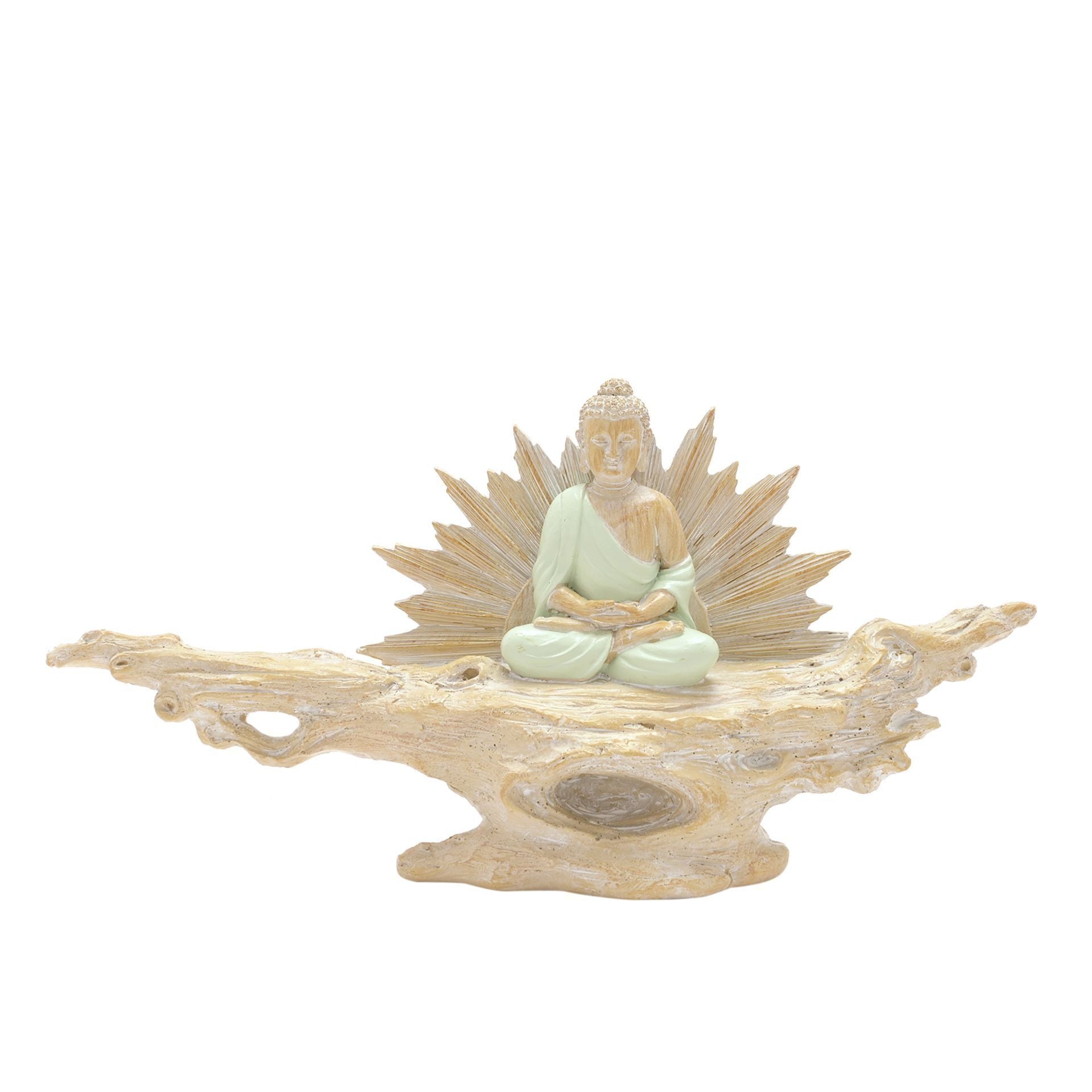 Juliana meditating buddha on a branch 