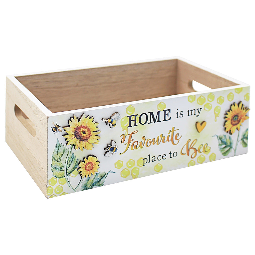 Bee Happy Home Is my Favourite Place To Be Egg Holder Wooden Box 20cm