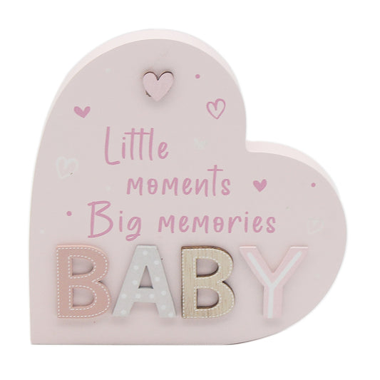 baby heart pink 3d plaque little moments big memories baby