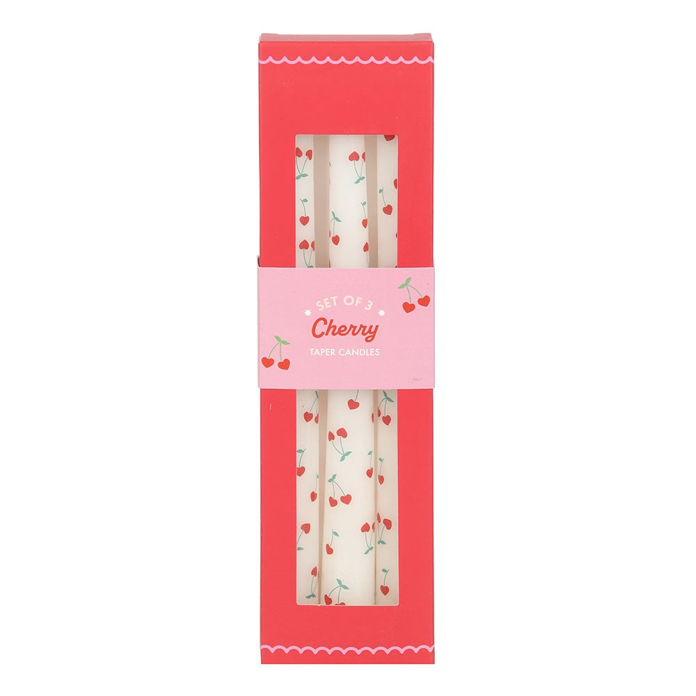 Set Of 3 Cherry Taper Candles