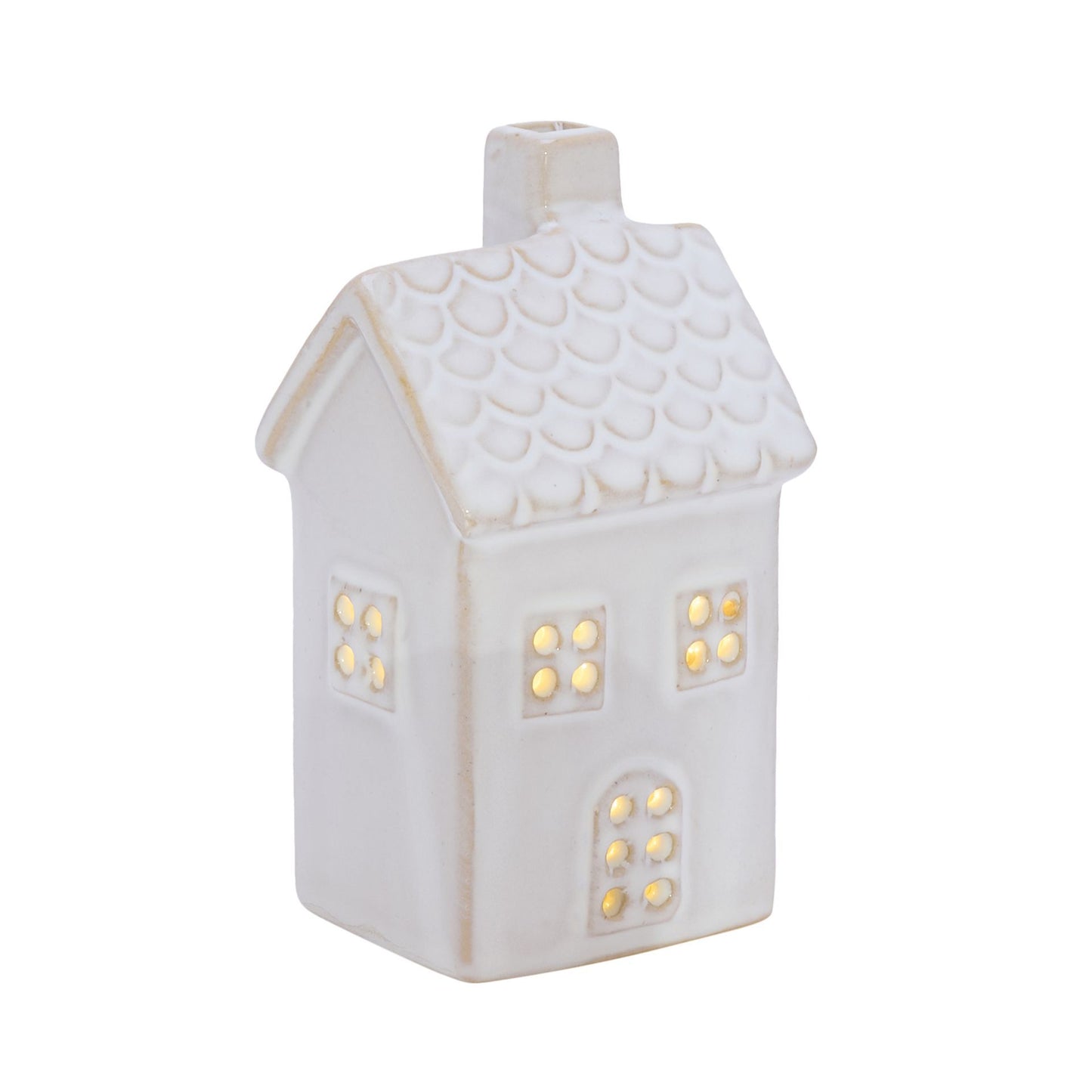 ceramic white housed led decorationwhite ceramic construction with bright LED lights that illuminate the roof and windows, creating a magical glow perfect for displaying all through the festive period.