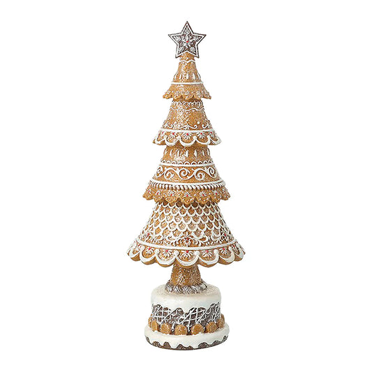 Gingerbread Christmas tree with star topper and icing effect 42cm tall