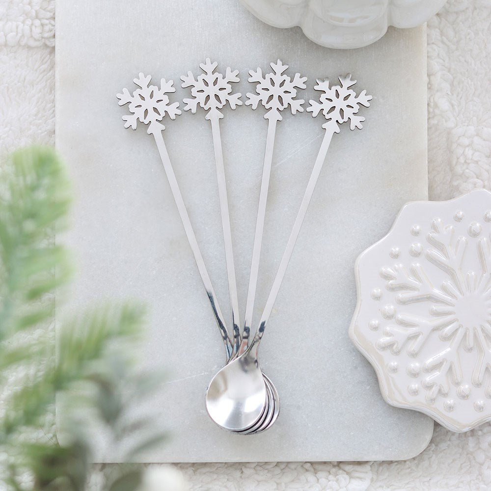 set of 4 metal snowflake spoons
Christmas metal snowflake design