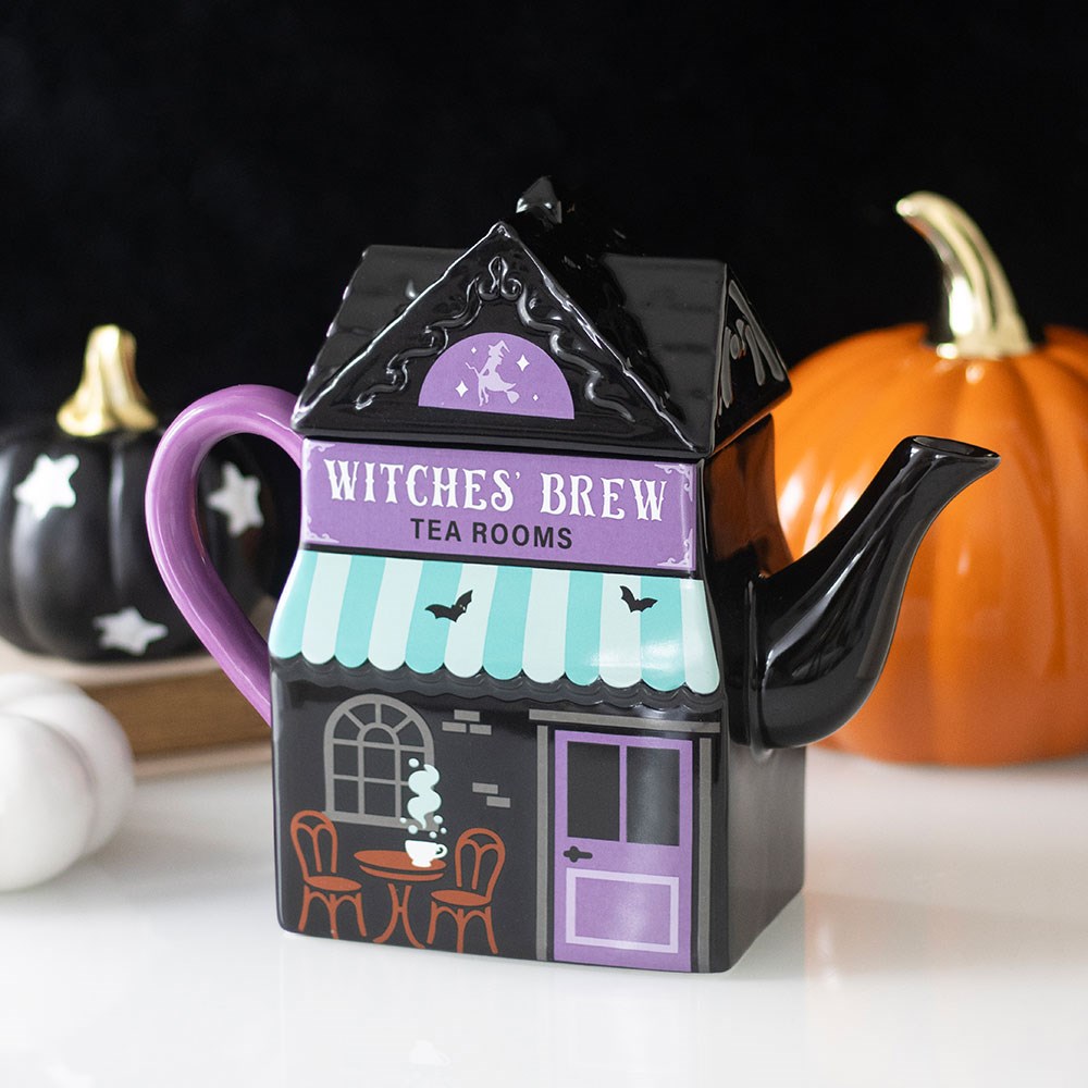 Witches' Brew Halloween ceramic teapot with spooky seasonal design, 1 litre capacity
