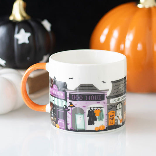 Spooky Street ceramic Halloween mug with festive design for seasonal drinks and autumn homeware.