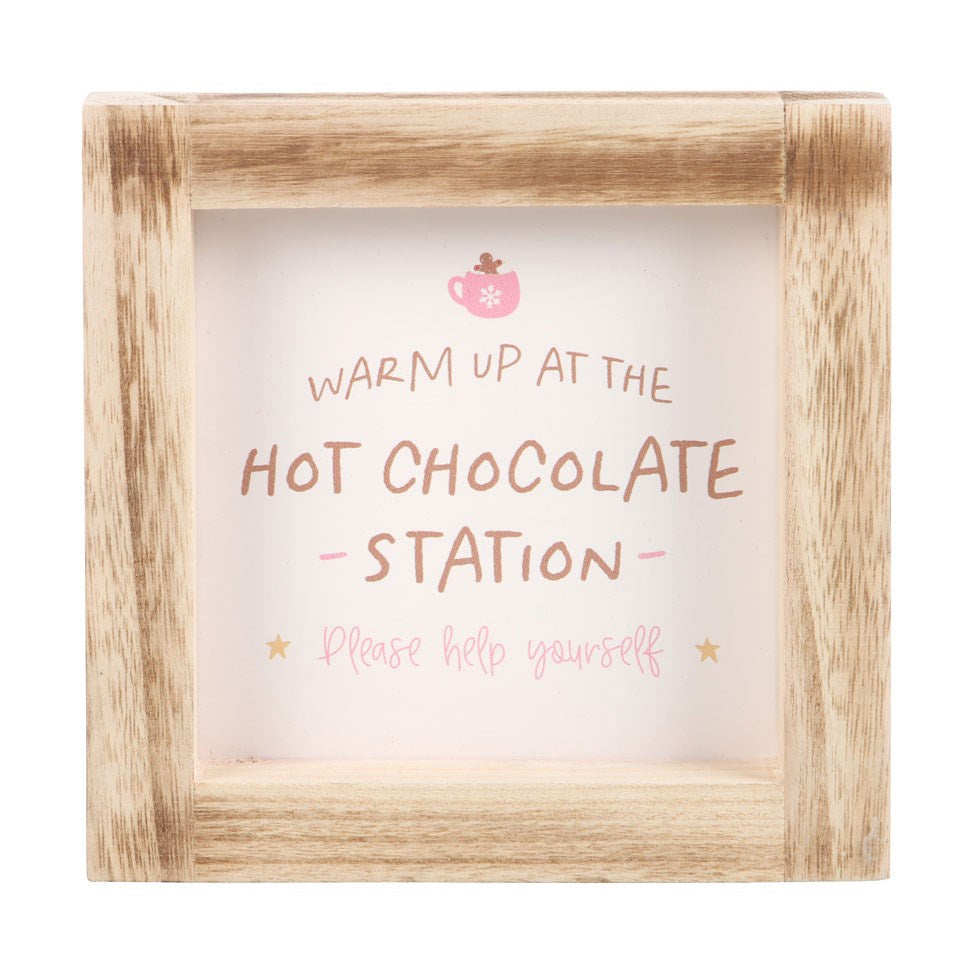 Hot Chocolate Station Christmas Wooden Sign