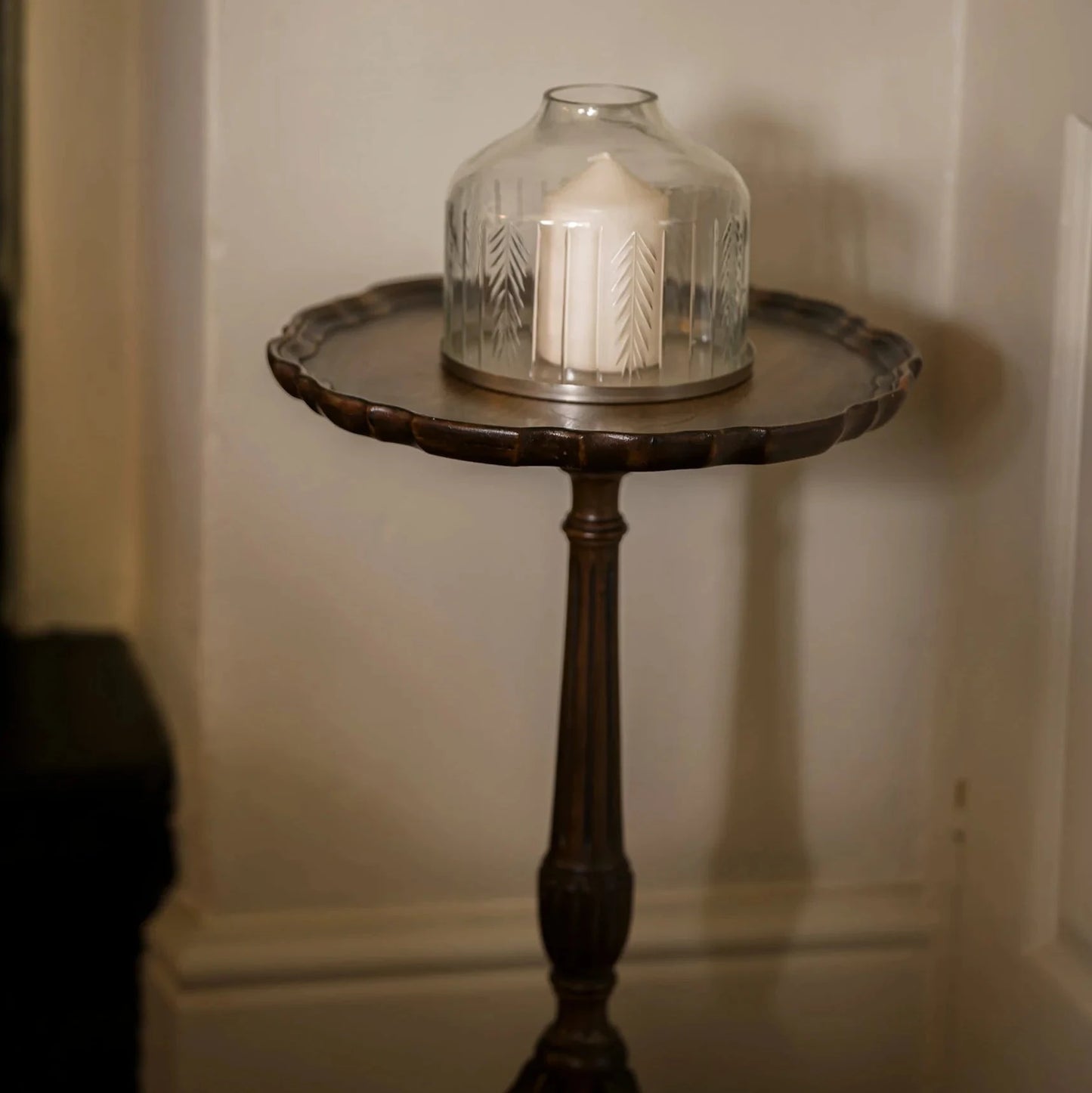 glass handblown dome candle holder scan stripe