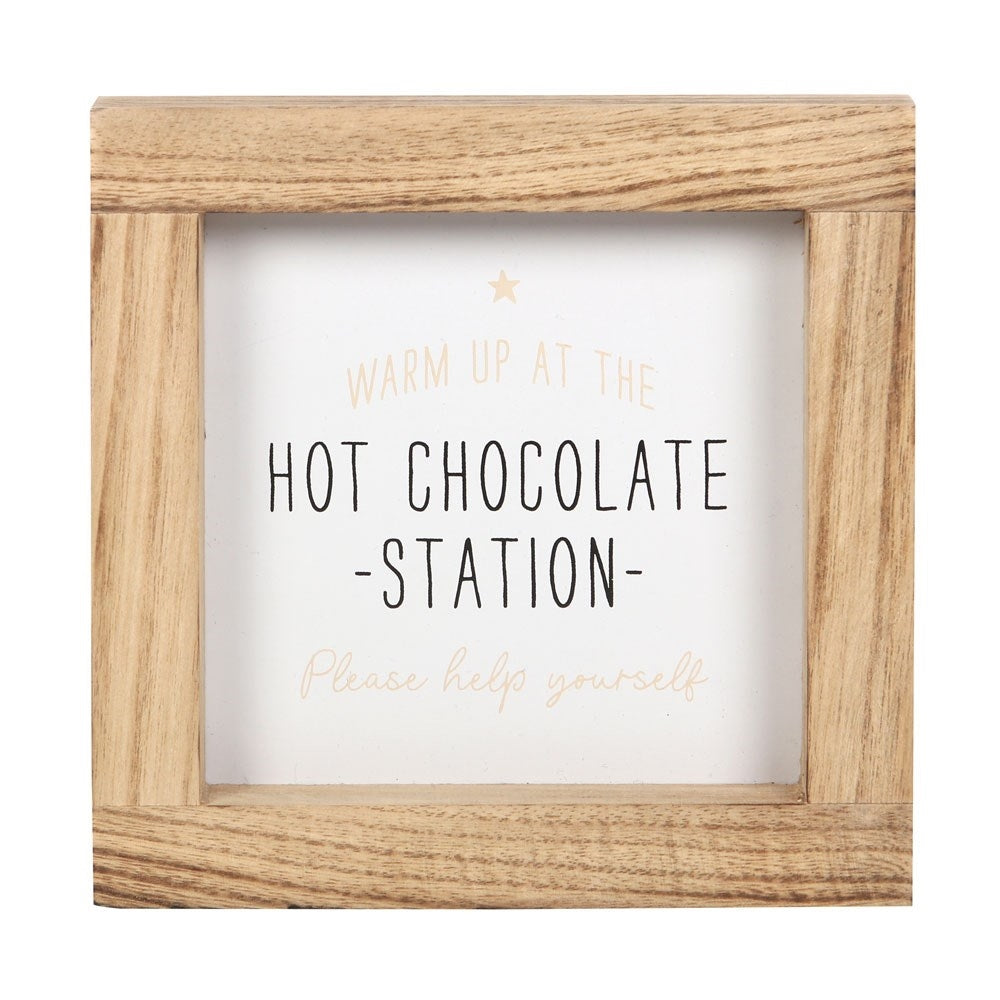 Hot chocolate wooden station sign 15cm 