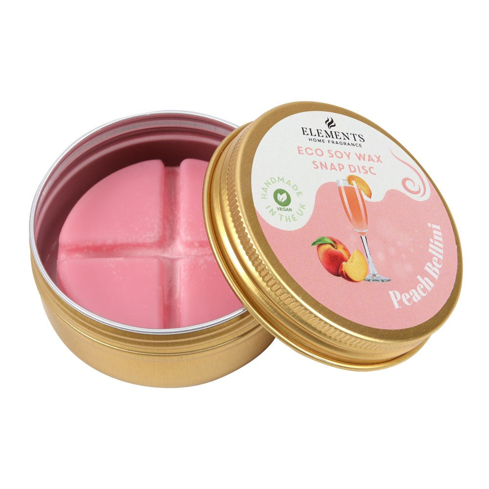 peach bellini soy wax snap disc handmade