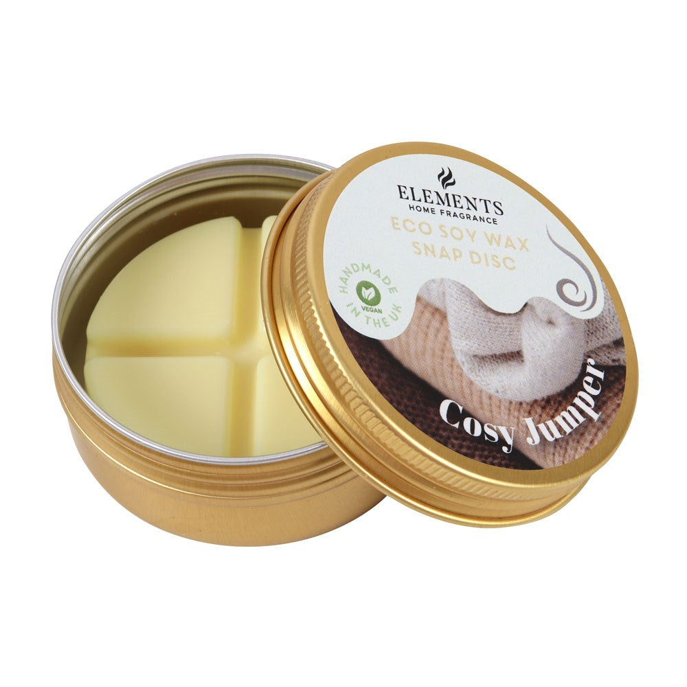 cosy jumper soy wax melt snap disc tin