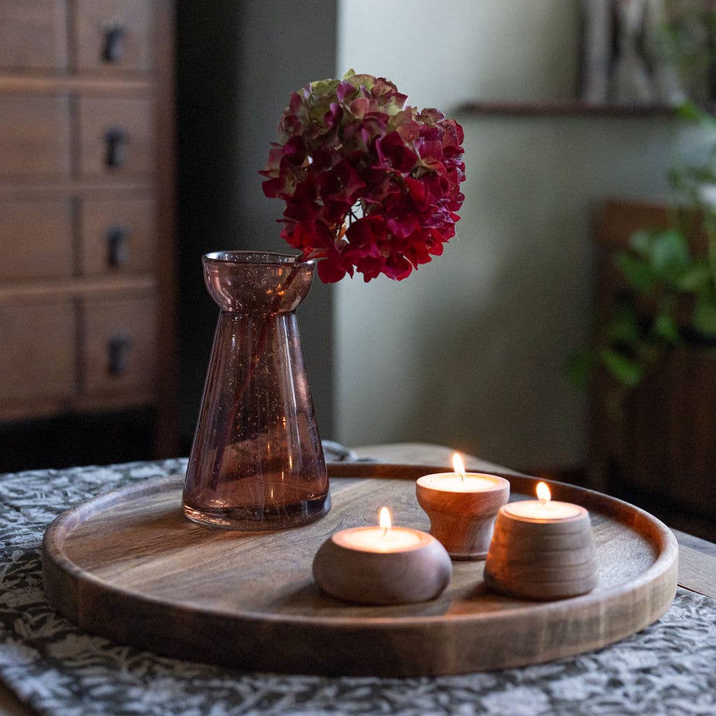 Narbonne Acacia Wood Tea Light Holder | Natural Candle Holder