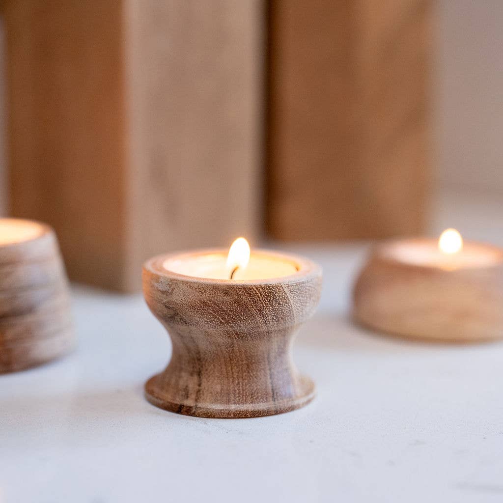 Ales acacia wood tea light holder
