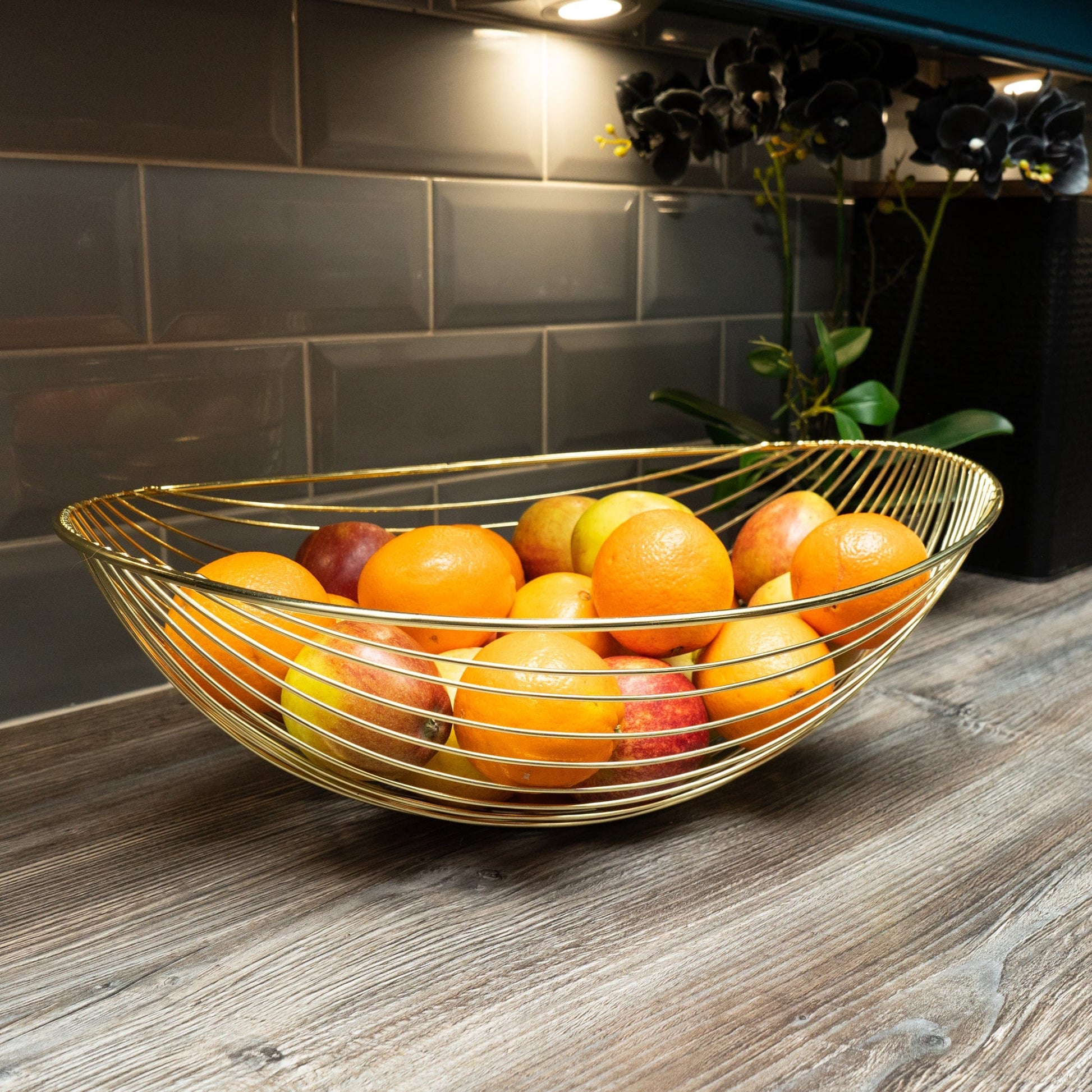Gold wired fruit bowl large 