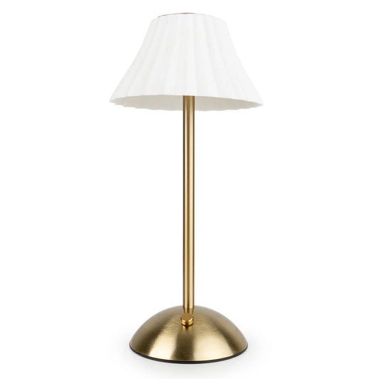 luna luxe white pleated shade touch lamp with brass base