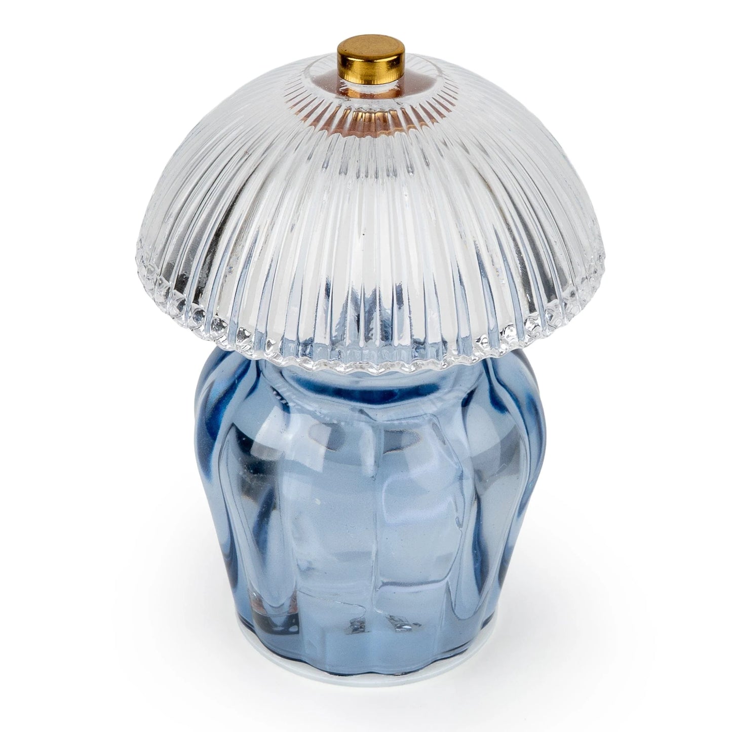 led vintage ridged glass lamp blue