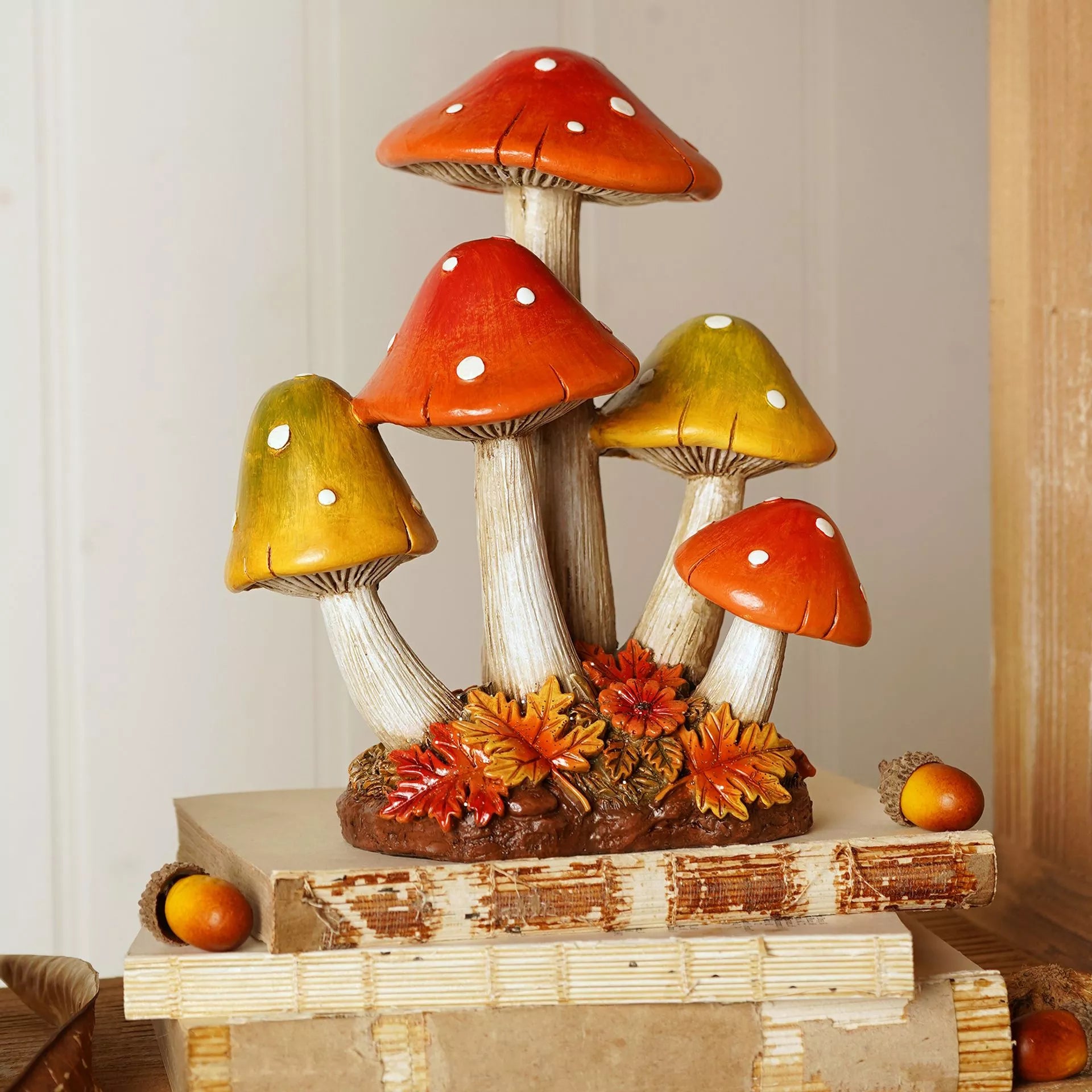Country Living Mushroom Ornament 18.5cm woodland resin mushroom decoration for rustic home décor