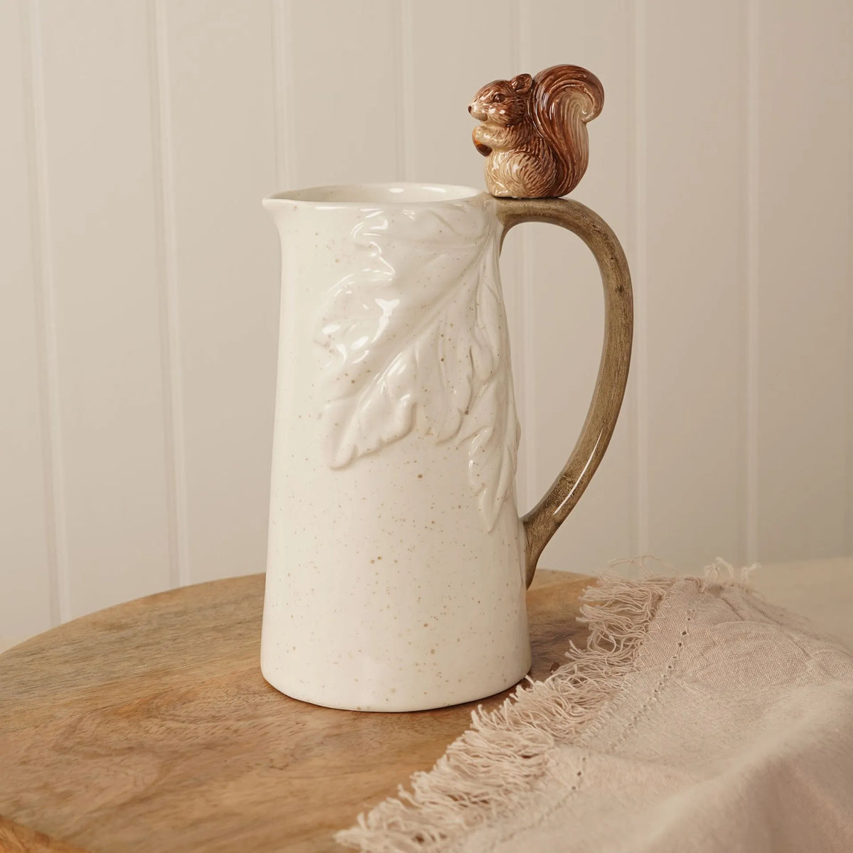 Country Living squirrel acorn jug with sculpted squirrel handle
