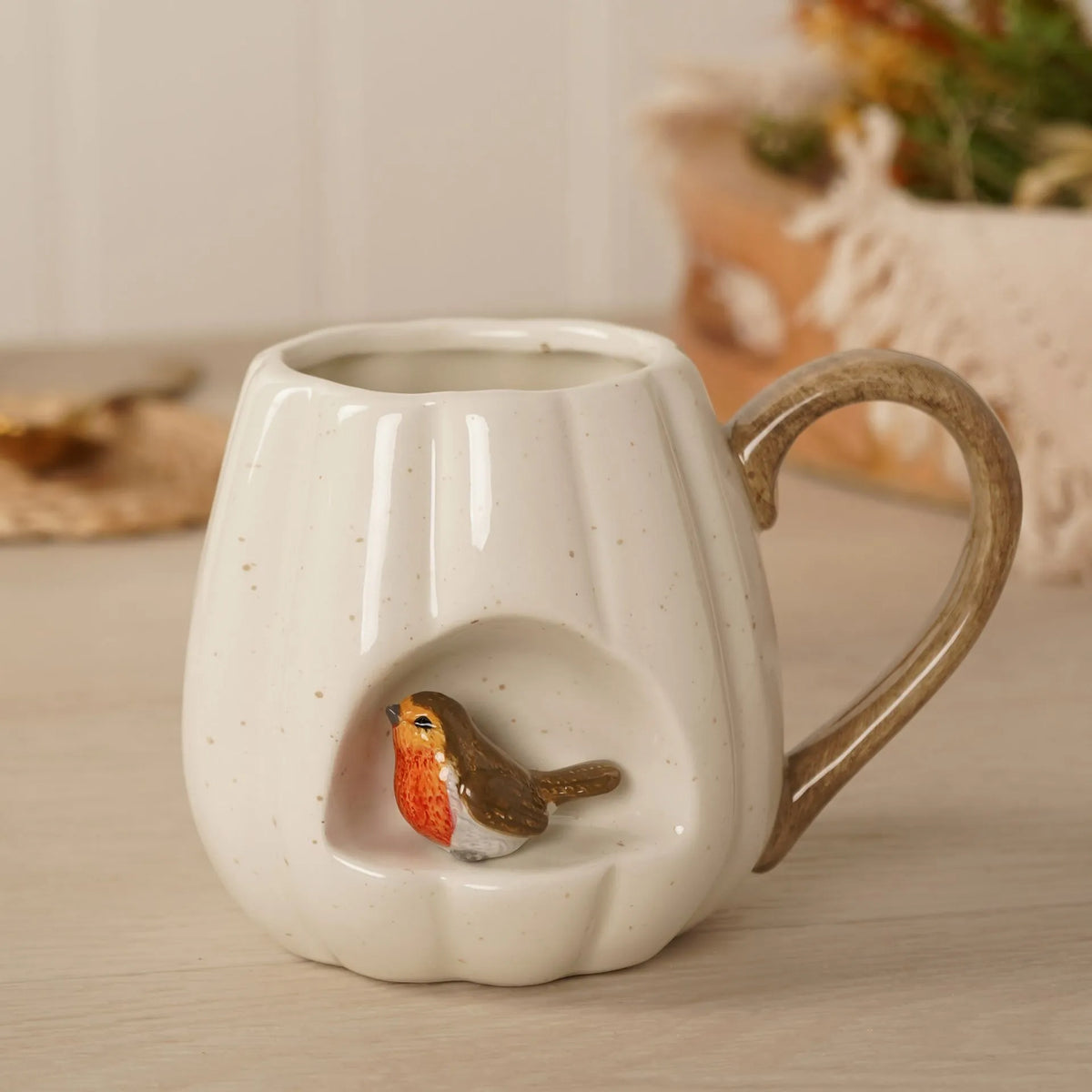 Country Living robin mug with woodland bird design
