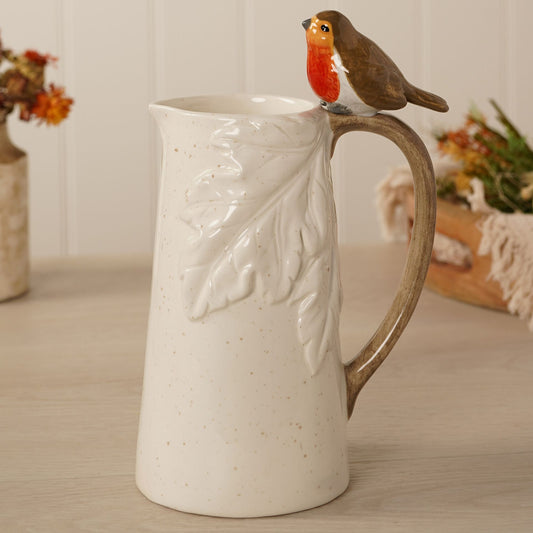 Country Living robin leaf jug with sculpted robin and leaf design

