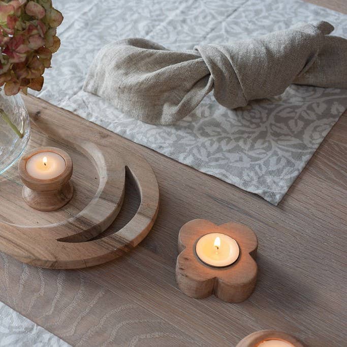 Mende Acacia Wood Tea Light Holder | Wooden Candle Holder