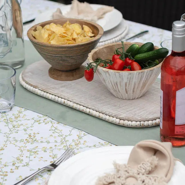 lillie oval whitwashed serving board and styling tray with bobble edging by Arthur Cameron