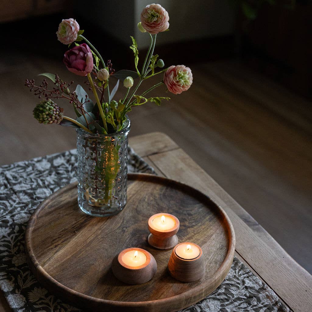 Ales Acacia Wood Tea Light Holder | Wooden Candle Holder