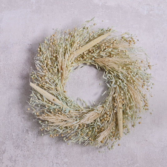 natural Wreath made of dried flowers and straw 36cm