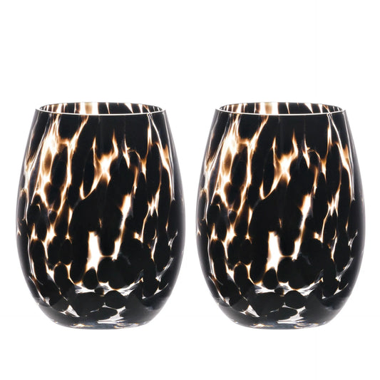 hestia dark brown set of 2 tortoise shell tumbler glasses 