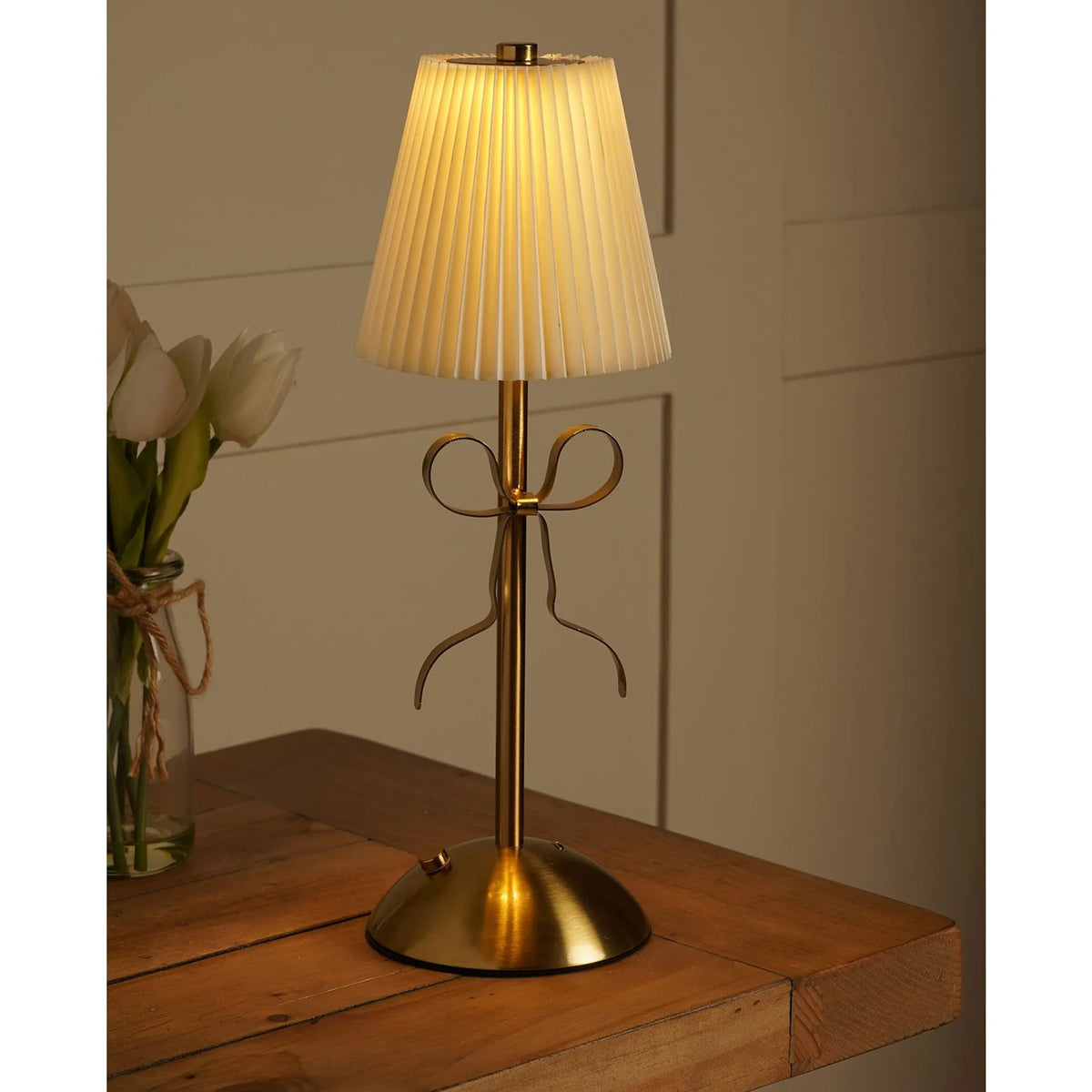Brass Bow LED Rechargeable Touch Lamp