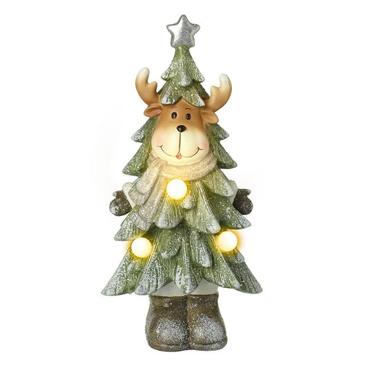 Decorative Christmas tree with reindeer face and led lights 