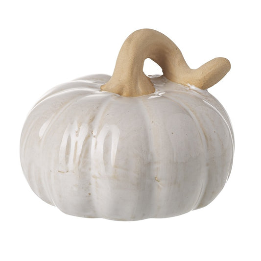 cream pumpkin with beige stem ceramic small