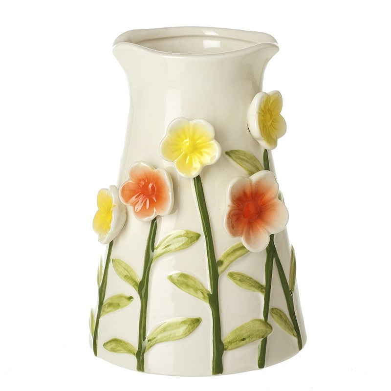 Ceramic vase with floral colourful 3d flower designs