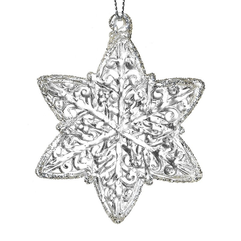 Decorative silver star glass tree decoration ornament 
