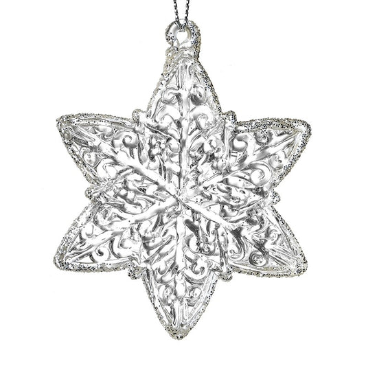 Decorative silver star glass tree decoration ornament 