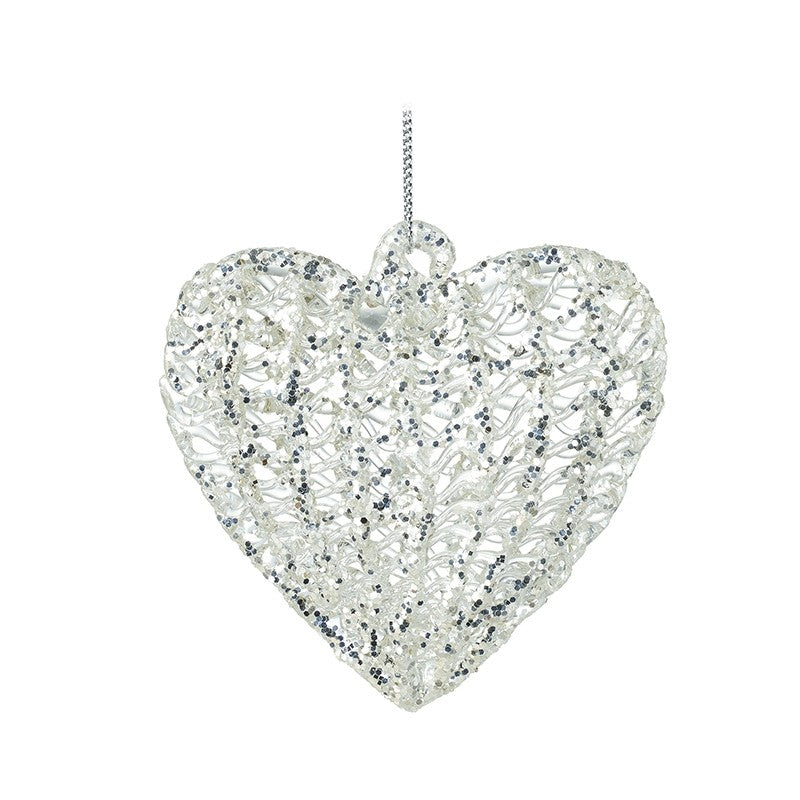 silver heart tree decoration 8cm