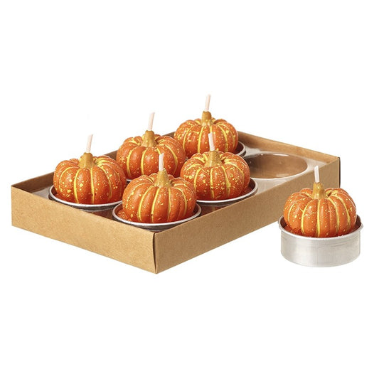 Set of 6 pumpkin-shaped candles in a cardboard box 6cm