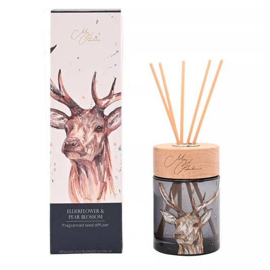 Fragrance diffuser with stag design by meg Hawkins elderflower and pear