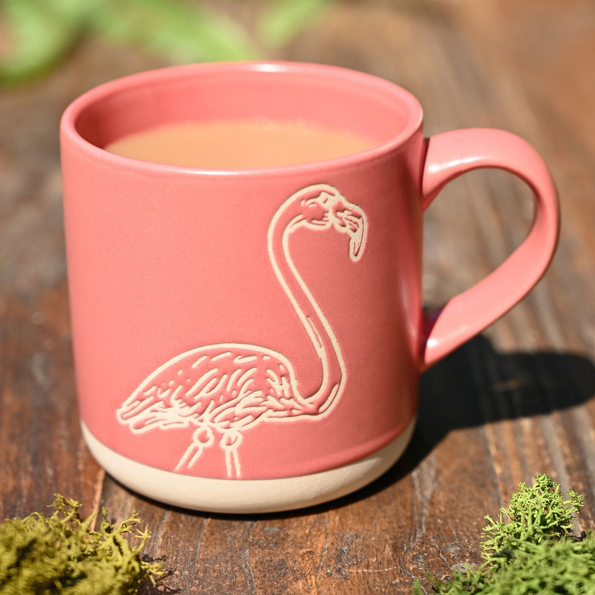 rose pink mug with flamingo design by naturcraft wax resistant 